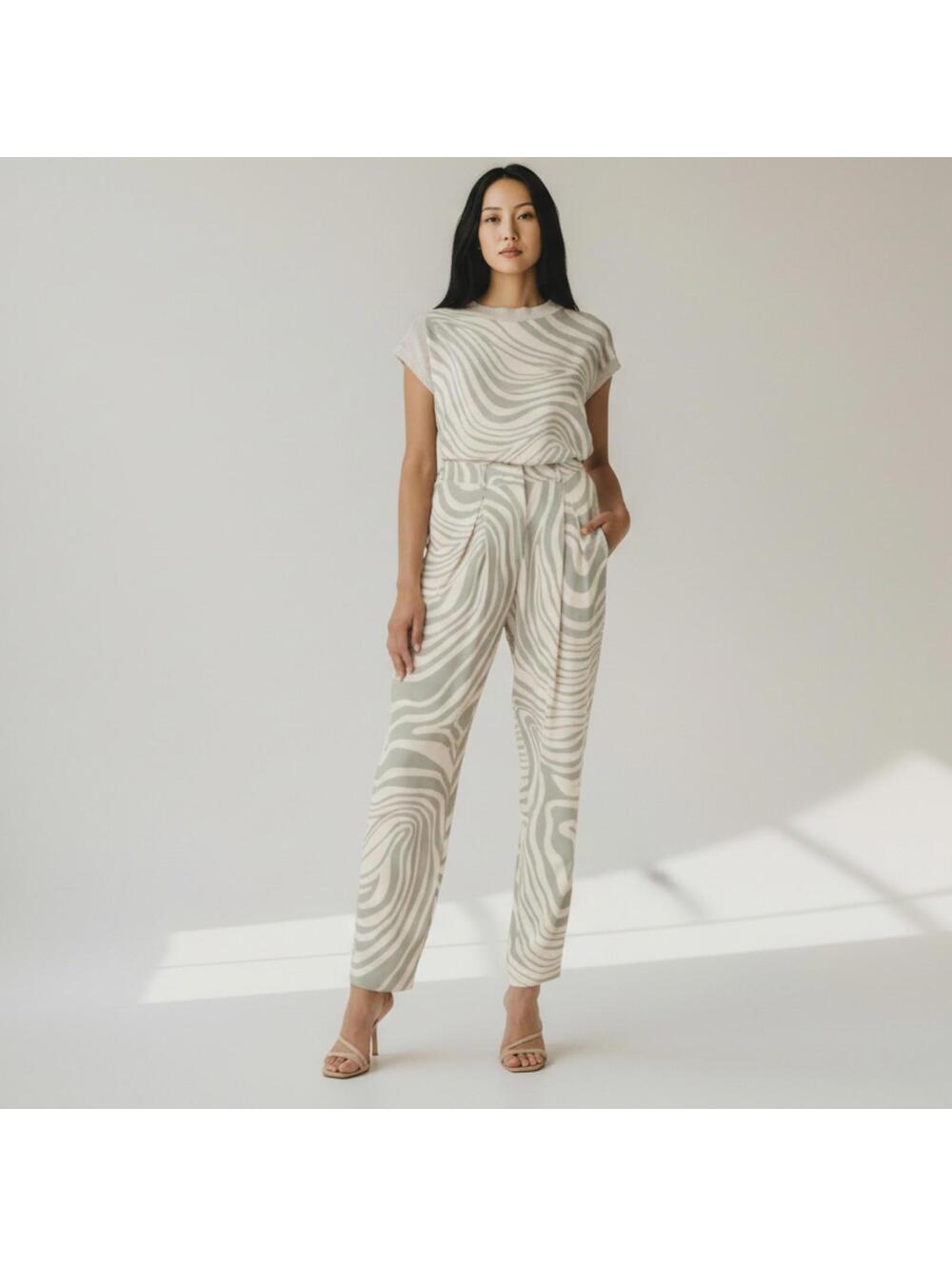 Misa Los Angeles Perry Pants Pink Zebra Print High Waist Wide Leg Trousers S NEW